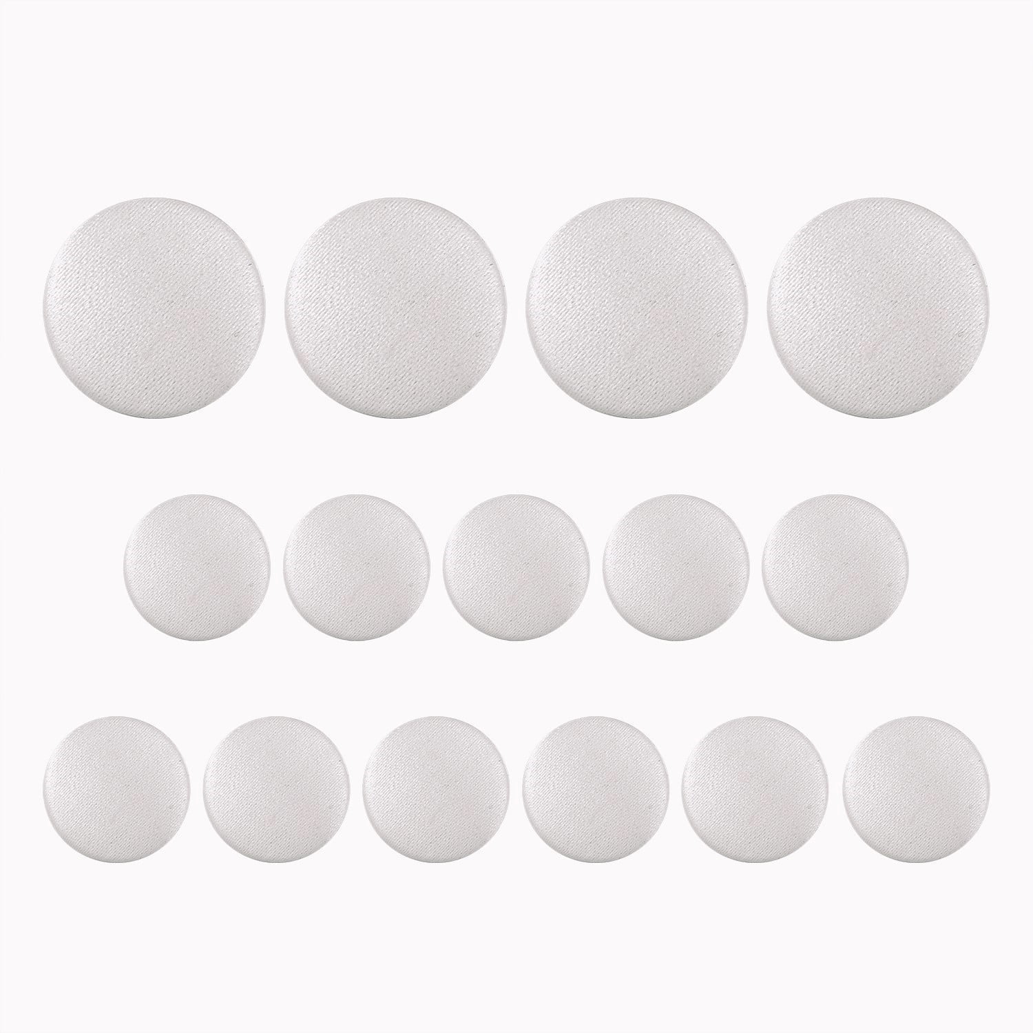 ButtonMode Tuxedo Suit Buttons 15pc Set (Fits Most Formalwear) Includes 4 Jacket Front Buttons (19mm or 3/4 Inch) and 11 Sleeve and Pant Buttons (15mm or 5/8 Inch), Ivory Satin, 15-Buttons