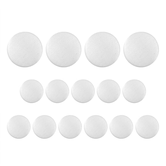 ButtonMode Tuxedo Suit Buttons 15pc Set (Fits Most Formalwear) Includes 4 Jacket Front Buttons (19mm or 3/4 Inch) and 11 Sleeve and Pant Buttons (15mm or 5/8 Inch), White Satin Smooth, 15-Buttons
