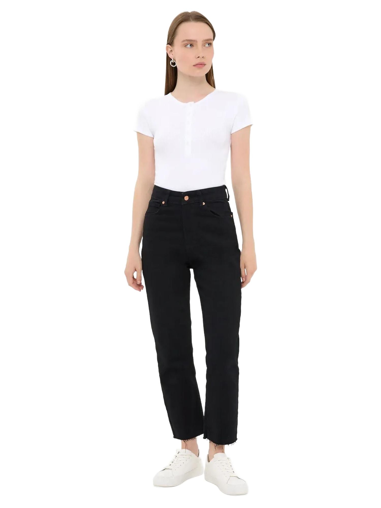 Buttoned Short Sleeve Round Neck T-Shirt - Walmart.com