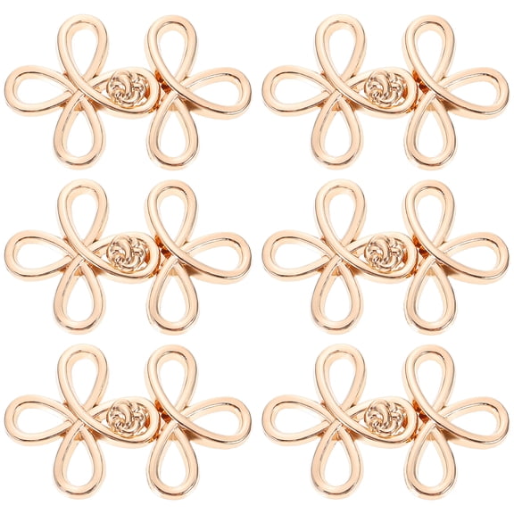 TABLZONE 6 Pairs Chinese Style Metal Buttons, Alloy Knot Fasteners for Sewing, Craft, Garment Embellishment and Decoration
