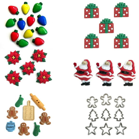 Buttons Galore 40+ Assorted Christmas Buttons for Sewing & Crafts - Set of 6 Button Packs