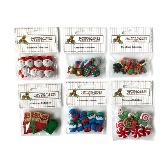 Buttons Galore 50+ Assorted Buttons for Sewing & Crafts - Christmas - Set of 6 Button Packs