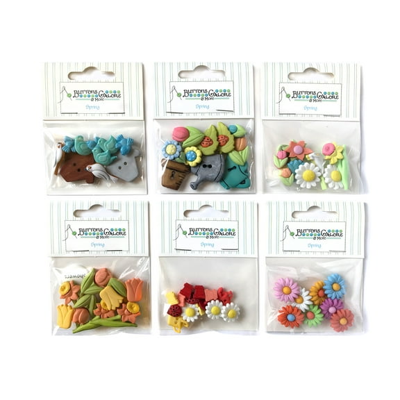 Buttons Galore 50+ Assorted Buttons for Sewing & Crafts - Spring - Set of 6 Button Packs