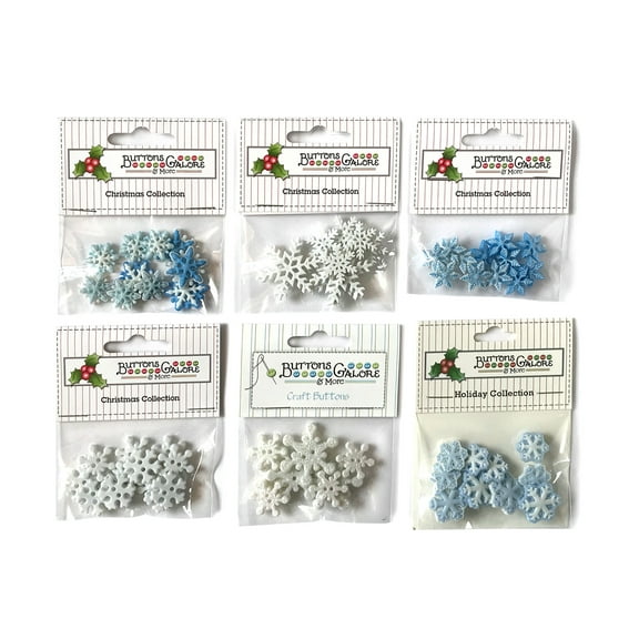 Buttons Galore 60+ Snowflake Buttons for Sewing & Crafts - Set of 6 Button Packs