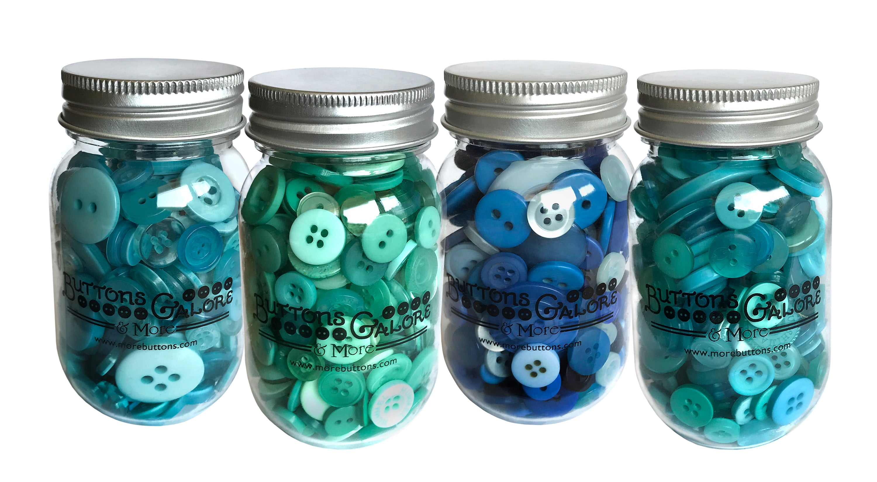 Buttons Galore 700+ Ocean Blue Colors Craft & Sewing Buttons in Mason Jar