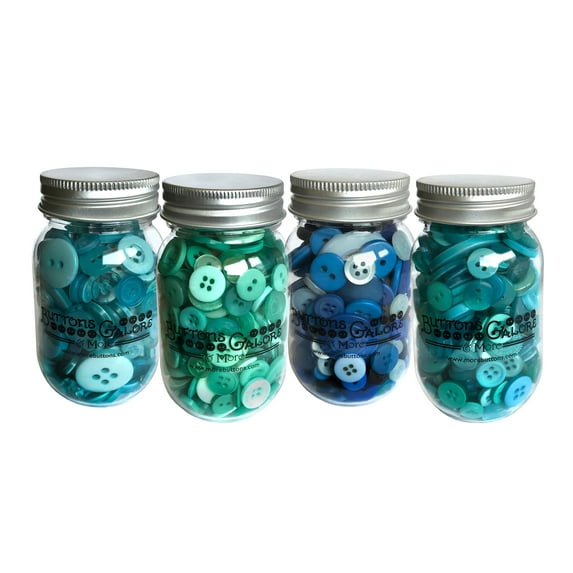 Buttons Galore 700+ Ocean Blue Colors Craft & Sewing Buttons in Mason Jar