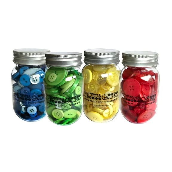 Buttons Galore 700+ Primary Colors Craft & Sewing Buttons in Mason Jar