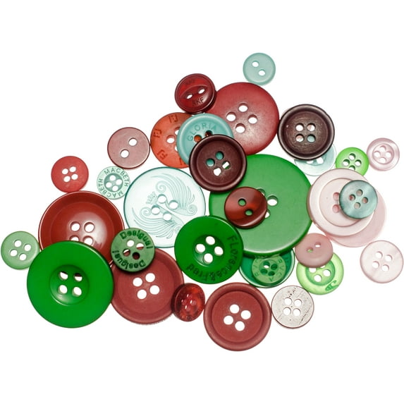 Buttons Galore Button Mason Jars-Retro Christmas
