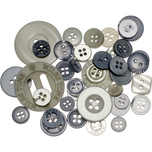 Buttons Galore Button Mason Jars-Smokey Greys