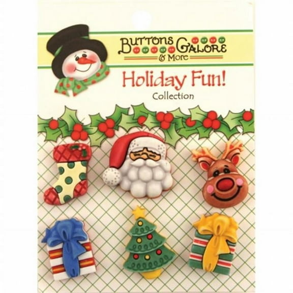 Buttons Galore CM-100 Holiday Fun Buttons-Here Comes Santa