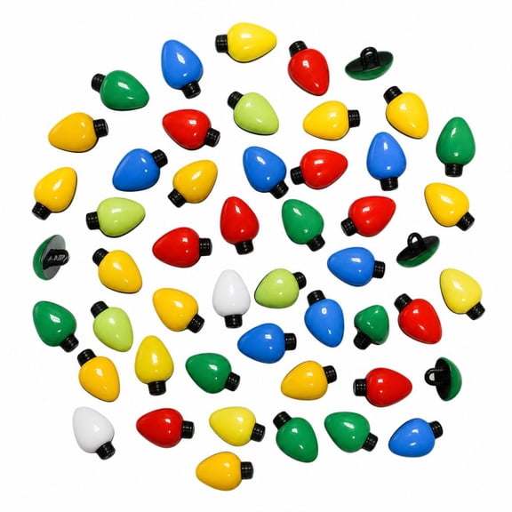 Buttons Galore Christmas Lights Button Assortment for Arts & Crafts - 50 Buttons