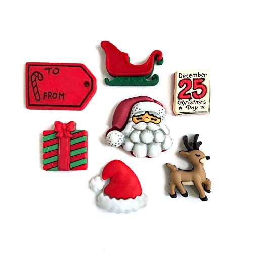 Buttons Galore Christmas Theme Buttons for Crafts and Sewing- Santa's on His Way