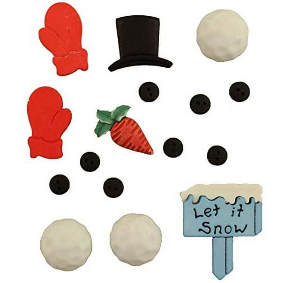 Buttons Galore Christmas Theme Buttons for DIY Card making, Crafts, Sewing and more- Snowman Parts- 3 Packs