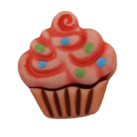 BUTTONS GALORE CUPCAKE WITH SPRINKLES BULK 3D - 25 BUTTONS