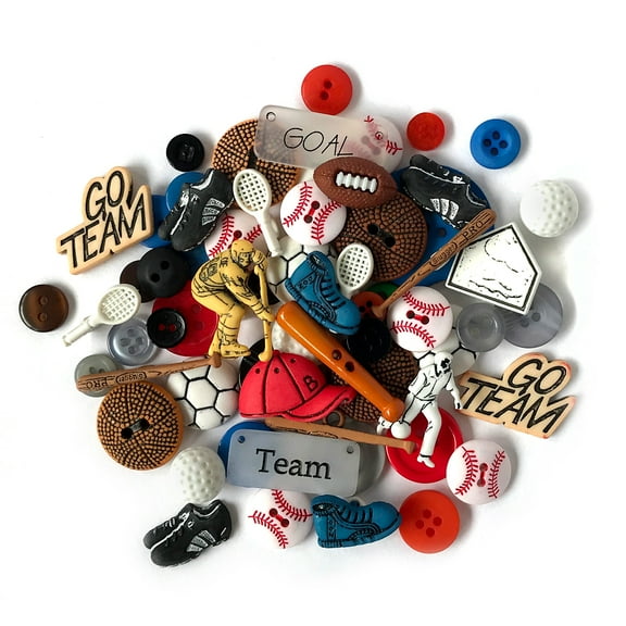 Buttons Galore Value Pack of Buttons for Crafts and Sewing- Sports- 50+ Buttons