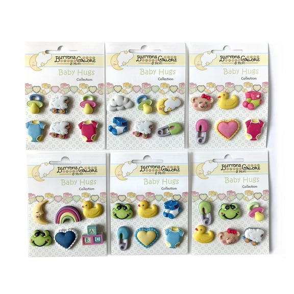 Buttons Galore Craft & Sewing Buttons - Baby Hugs - Set of Six Cards