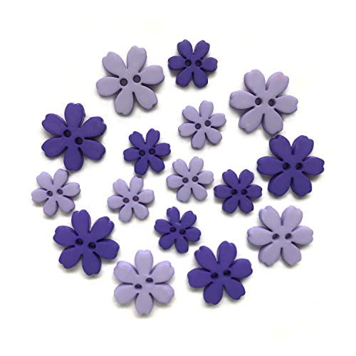 Buttons Galore Craft & Sewing Buttons - Flower Power - 48 Buttons - Iris