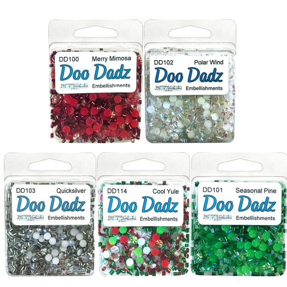 Buttons Galore Doo Dadz Embellishments, Flat Back Crystal Diamond Gems & Iridescent Sprinkles for Crafts, Scrapbooks, Card Making & Shaker Crafts-Christmas-65 Grams Total