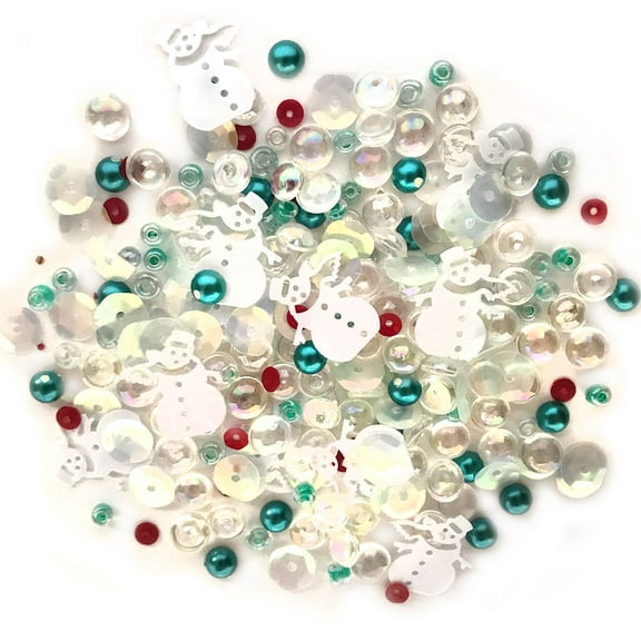 Buttons Galore Embellishments Iridescent Acrylic Gems, Shaped Sequins, Flat Back Pearls Sparkletz for Crafts Sewing Paper Crafts - Frosty Friends - 3 Pack 30 Grams