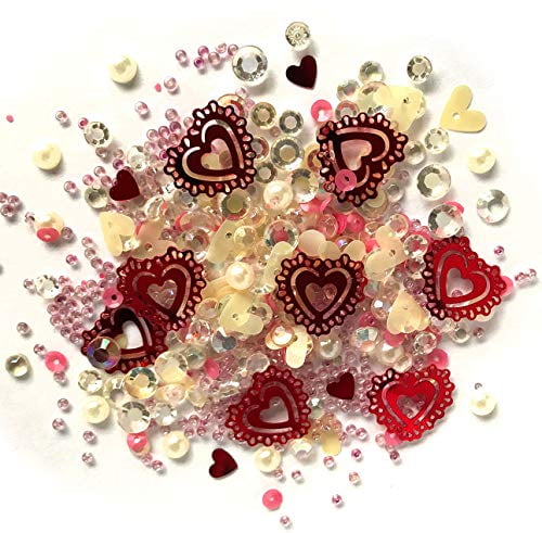 Buttons Galore Sparkletz Valentine’s Day Embellishments - 3 Packs Of Clear Acrylic Gems, Sequins & Flat Back Pearls, 36 Grams Total 1 thumbnail image