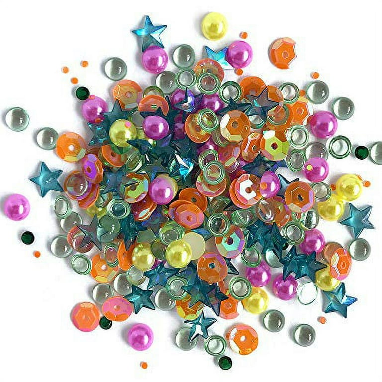 Buttons Galore Embellishments Iridescent Acrylic Gems, Shaped Sequins, Flat  Back Pearls Sparkletz for Crafts Sewing Paper Crafts - Rainbow- 3 Pack 30