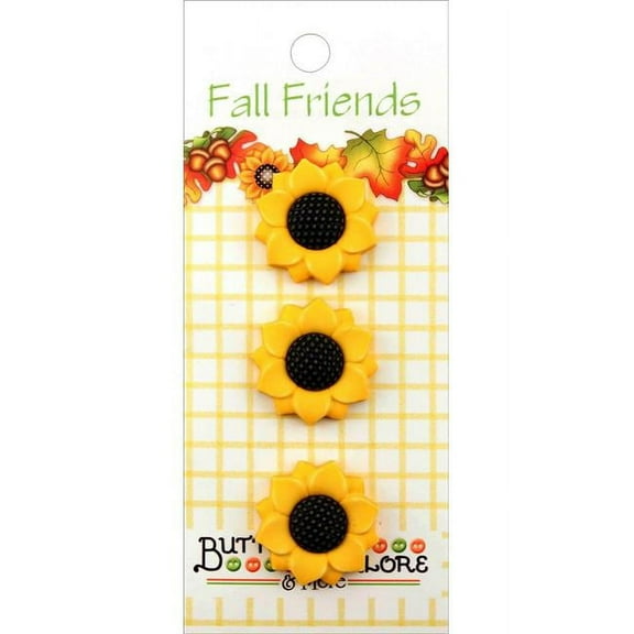 Buttons Galore Fall Buttons 3/Pkg-Sunflowers