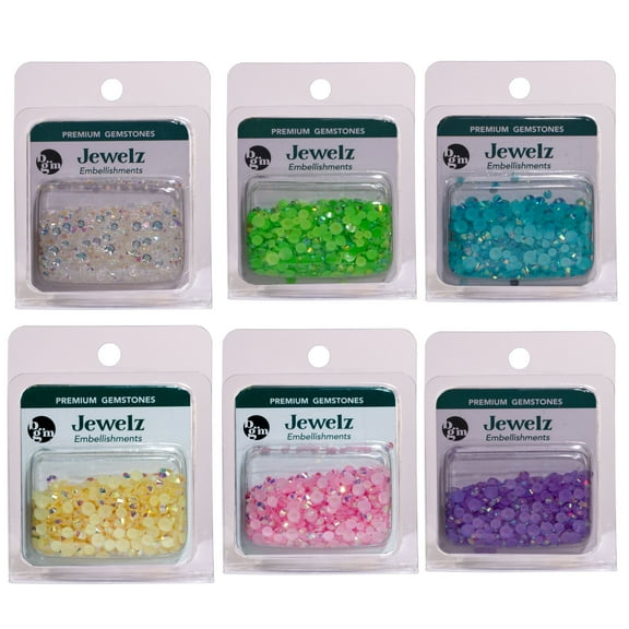 Buttons Galore Flat Back Jewelz for Crafts in Iridescent Gemstone Colors - Over 4000 Rhinestones - Princess Colors