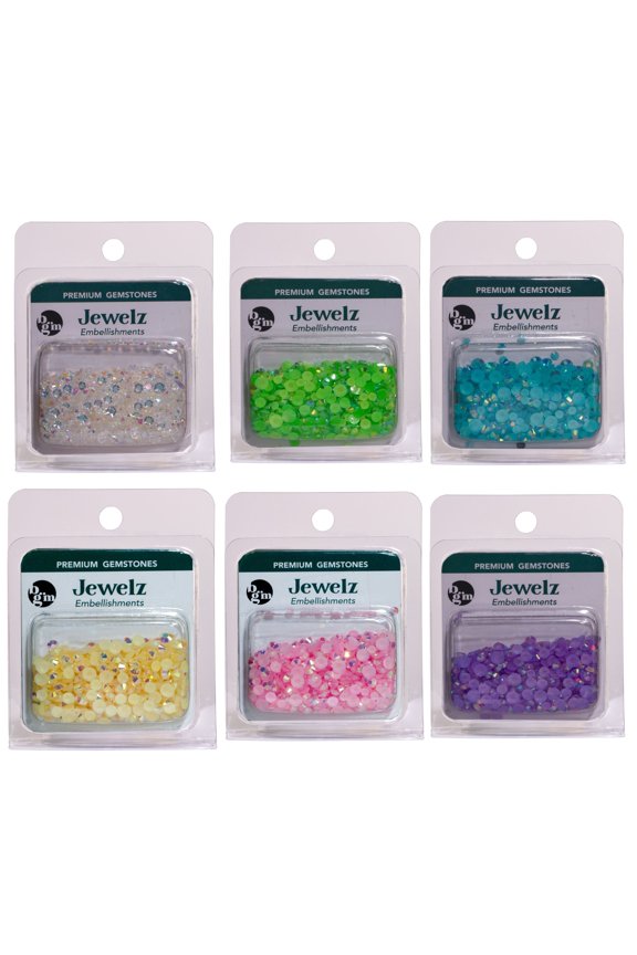 Flat Back Jewelz for Crafts in Iridescent Gemstone Colors - Over 4000 Rhinestones - Princess Colors