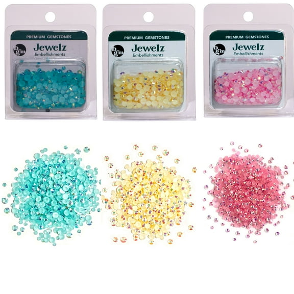 Buttons Galore Flat Back Jewelz for Crafts in Iridescent Pastel Colors - Over 2000 Rhinestones