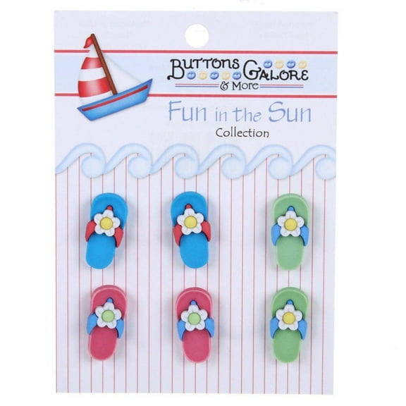 Buttons Galore Fun In The Sun Buttons-Flip-Flops