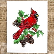 Buttons Galore & More Cardinal Button Art DIY Craft Kit, Red Buttons with Sequins, 8x10 Inch Canvas, Winter Holiday Home Decor
