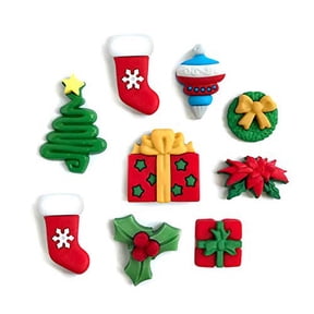 Buttons Galore & More Christmas Collection of Novelty Buttons for DIY Crafts, Scrapbooks, Card Making and Sewing-Hung with Care- 3 Pack 27 Buttons