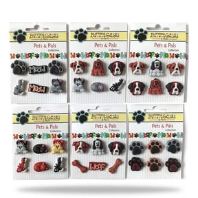 Assorted 3D Pet Buttons 36-Piece Set for Sewing, Scrapbooking & DIY Crafts Cute Dogs, Cats, Paws & Bones
