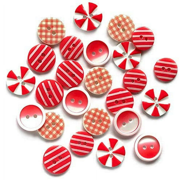Buttons Galore Printed Craft & Sewing Buttons - Red Carpet - Set of 3 Packs Total 60 Buttons