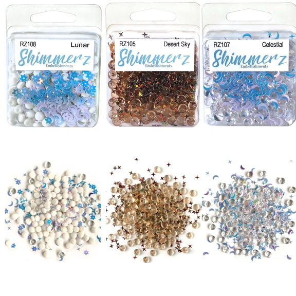 Buttons Galore Shimmerz for DIY Crafts, Scrapbooks, Paper Crafts - Three Celestial Colors 300 Pieces