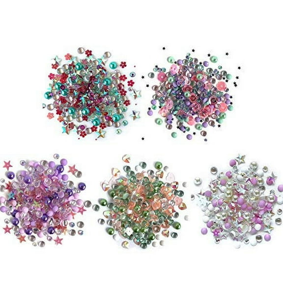 Buttons Galore Sparkletz Embellishments, Iridescent Diamonds, Half Pearls, Sequins & Seed Beads for Crafts, Scrapbooks, Card Making & Shaker Crafts-Aloha-50 Grams Total