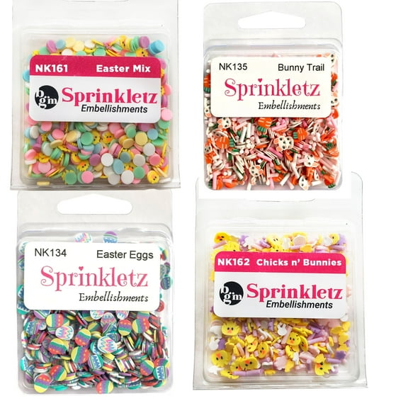 Buttons Galore Sprinkletz, Tiny Polymer Clay Embellishments - Easter - 2,400 Pieces