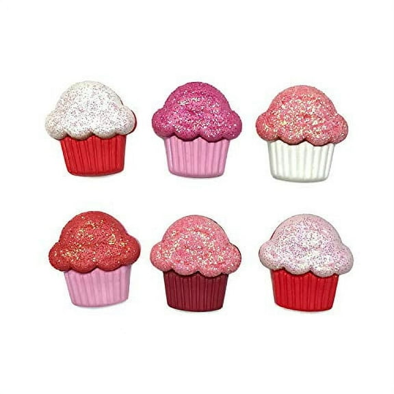 Buttons Galore Theme Buttons-Glitter Cupcake