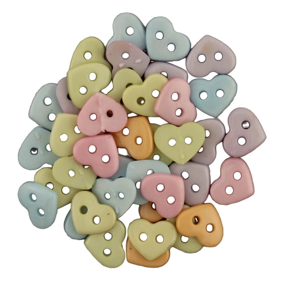 Buttons Galore Tiny Heart Buttons - 120 Pieces - Pastel - 3 Packs
