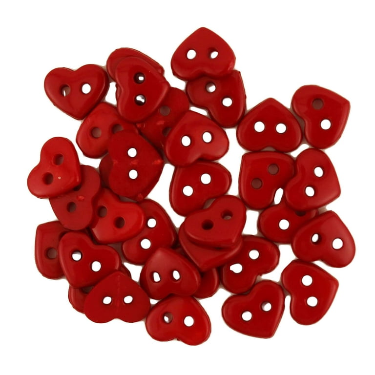 Buttons Galore Tiny Heart Buttons - 120 Pieces - Red Hearts - 3 Packs