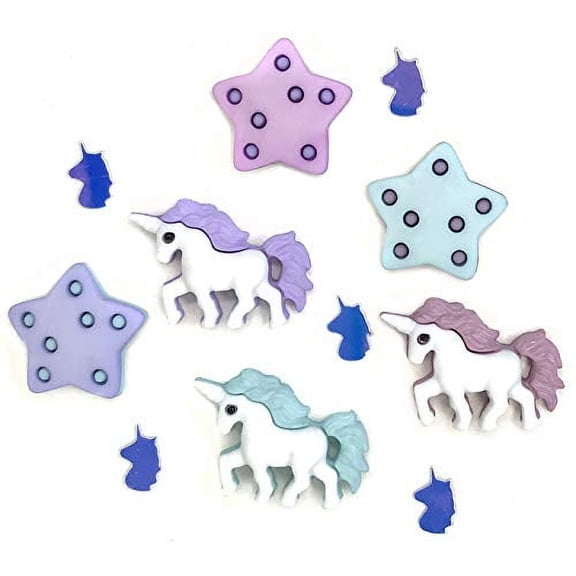 Buttons Galore - Unicorn Party Theme Buttons - 3 Pack