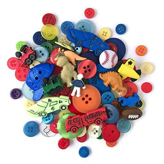 Buttons Galore Value Pack of Buttons for Crafts and Sewing- Boys- 50+ Buttons