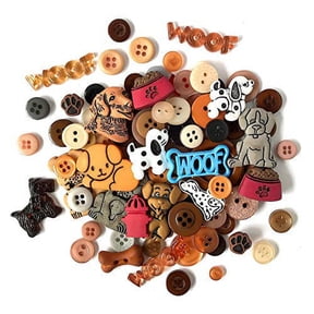 Dog Buttons for Crafts 50 Piece Puppy & Pet Button Assortment, 3D Novelty Buttons for Sewing, Scrapbooking, Card Making & DIY