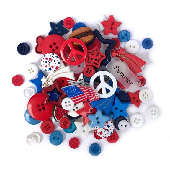 Buttons Galore Value Pack of Buttons for Crafts and Sewing-Patriotic- 50+ Buttons