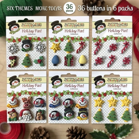 Buttons Galore and More Christmas buttons for DIY crafts, scrapbooking, sewing, cardmaking & other diy projects 36 Pcs