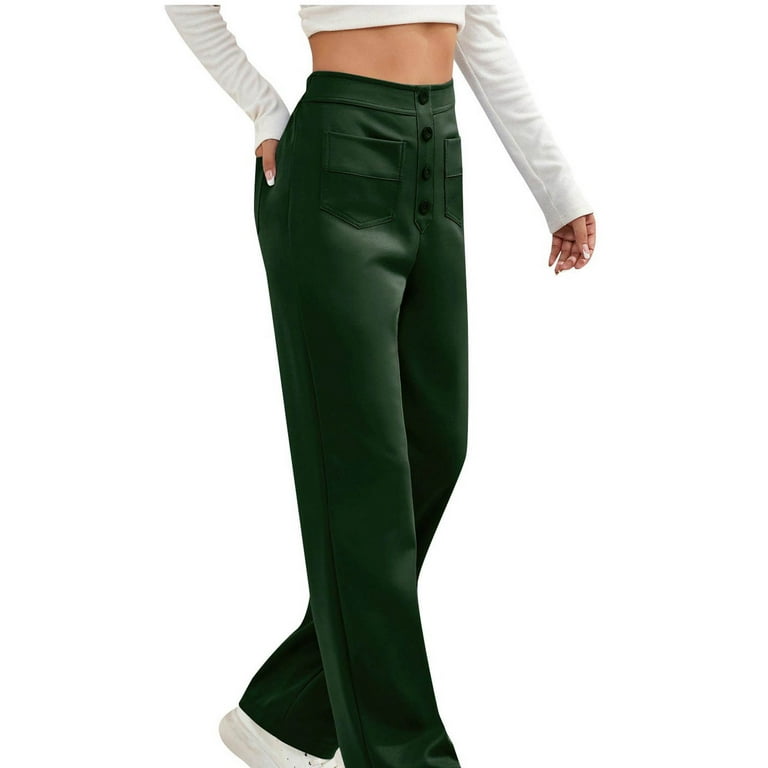 Ladies green dress pants best sale