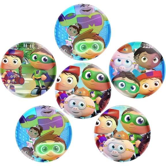 Buttons Pin Cartoons Super Party Why Party Favors Toys Gifts Badges Supplies DIY Crafts Birthday for Kids 6pcs