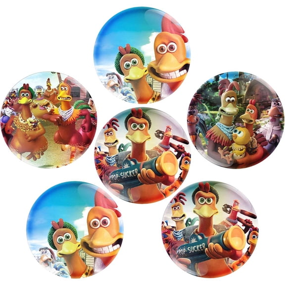 Buttons Pin Chicken run Party Favors Toys Gifts Badges Supplies DIY Crafts Birthday for Kids 6pcs