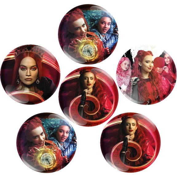 Buttons Pin Descendantsal Rise Party Red Party Favors Toys Gifts Badges Supplies DIY Crafts Birthday for Kids 6pcs