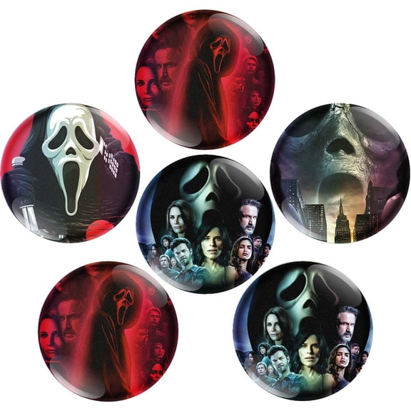 Buttons Pin Scream Movie Party Favors Toys Gifts Badges Supplies DIY Crafts Birthday for Kids 6pcs